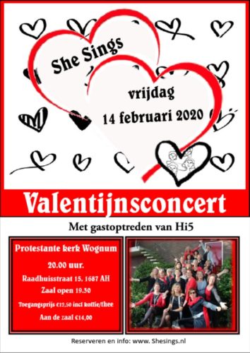 Start kaart verkoop Valentijnsconcert She Sings
